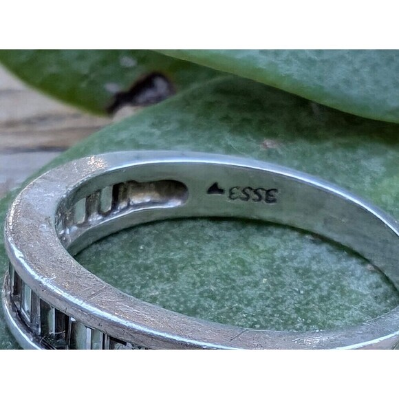 Vintage Sterling Channel Set Baguette Band Ring by Esse Size 7 Silver Ring - Picture 10 of 11